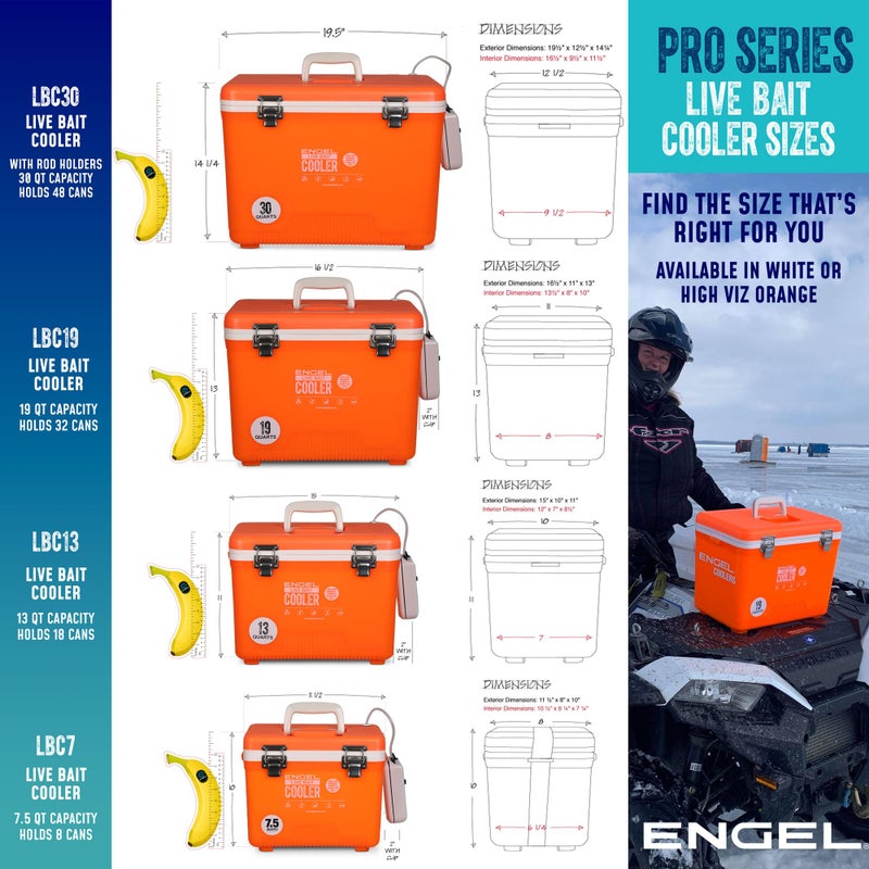 Engel 19qt Live Bait Cooler Box with 2nd Gen 2-Speed Aerator Pump - Portable Fishing Station & Minnow Bucket for Shrimp & Other Live Fish with Aerator - ENGLBC19-N-G in White - Image 2